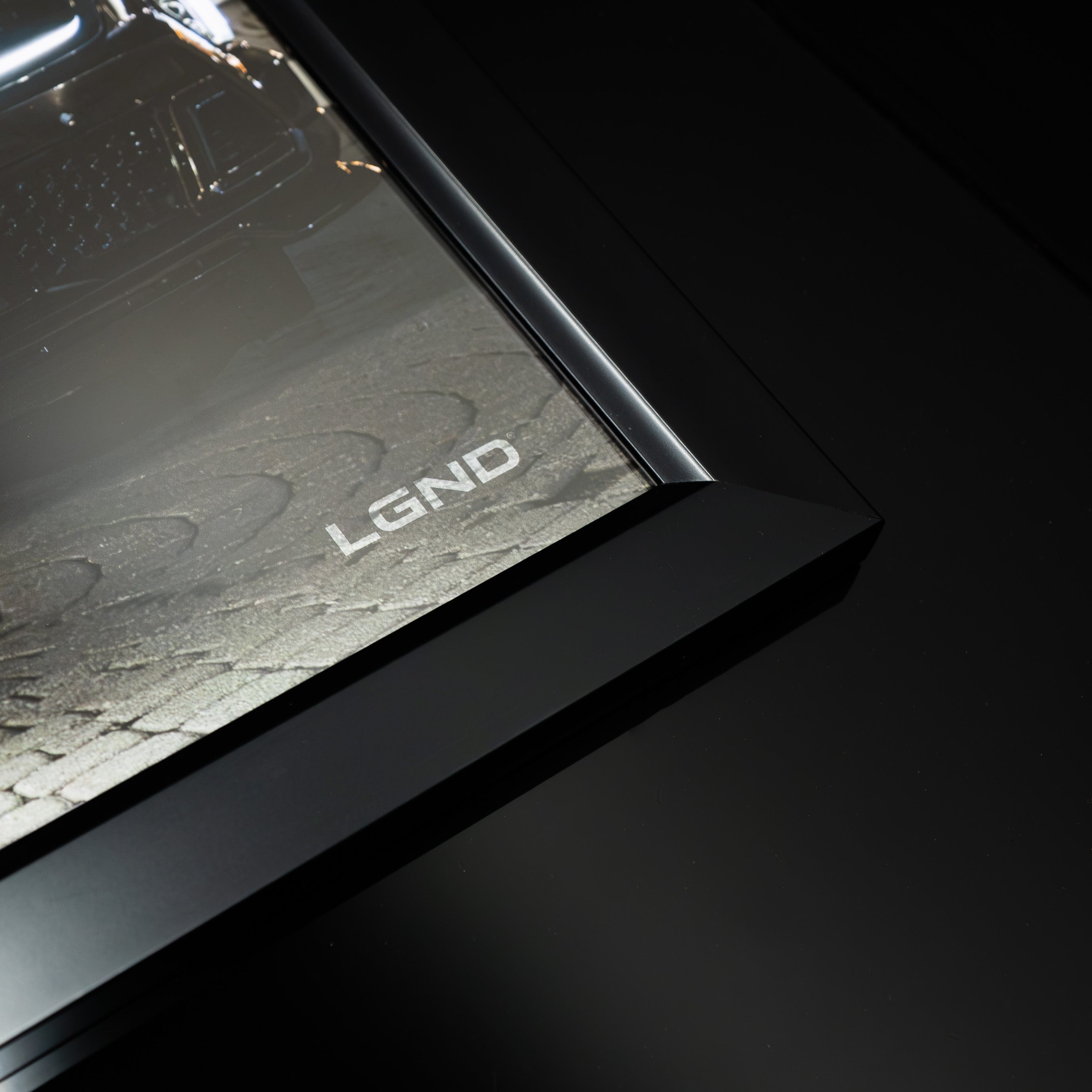 Escalade-V After Dark Collector's Print frame and LGND logo detail