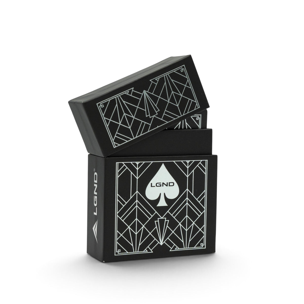 LGND Playing Cards box with the lid lifted off