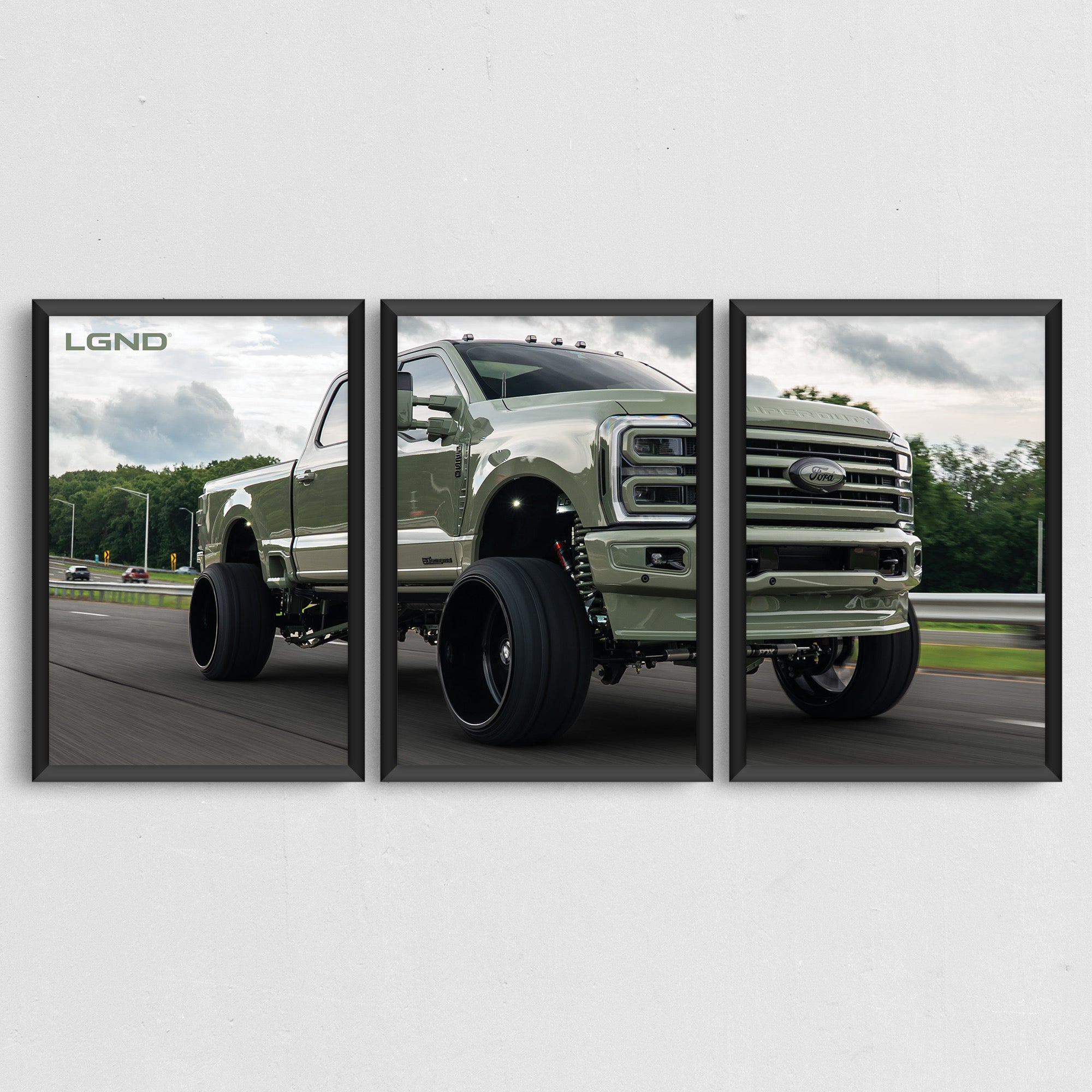 F-250 Collector's 3-Piece Bundle, all three framed panels displayed together