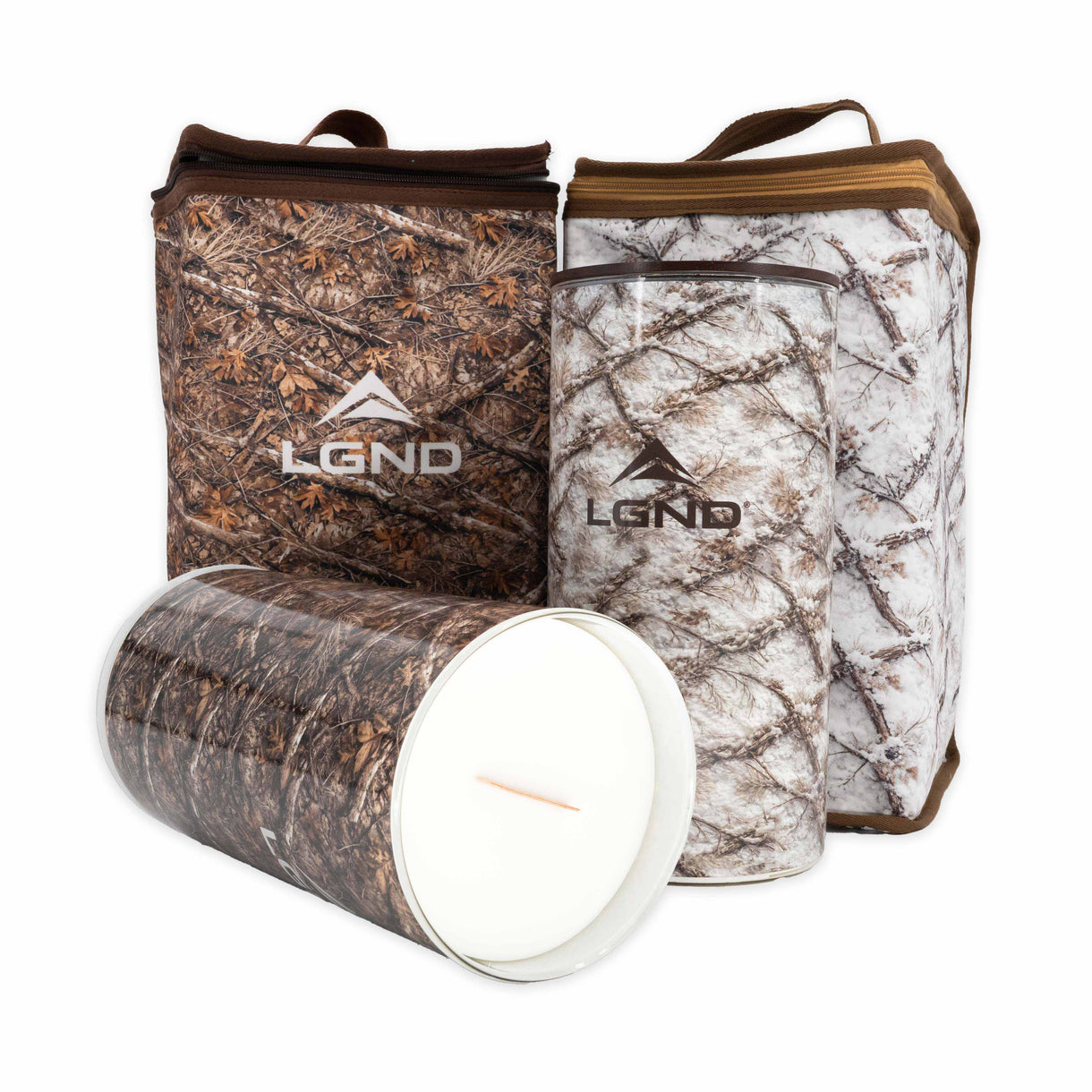 LGND Outdoors Big Candles with insulated carry bags