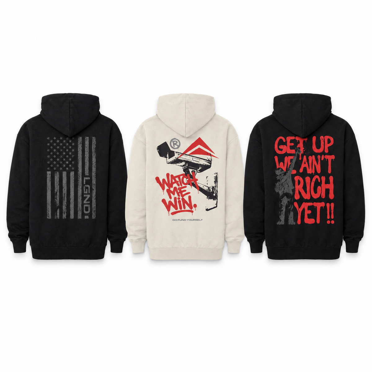 Fall Layers Hoodie Bundle: Blackout Flag, Watch Me Win and Ain't Rich Yet oversized hoodies