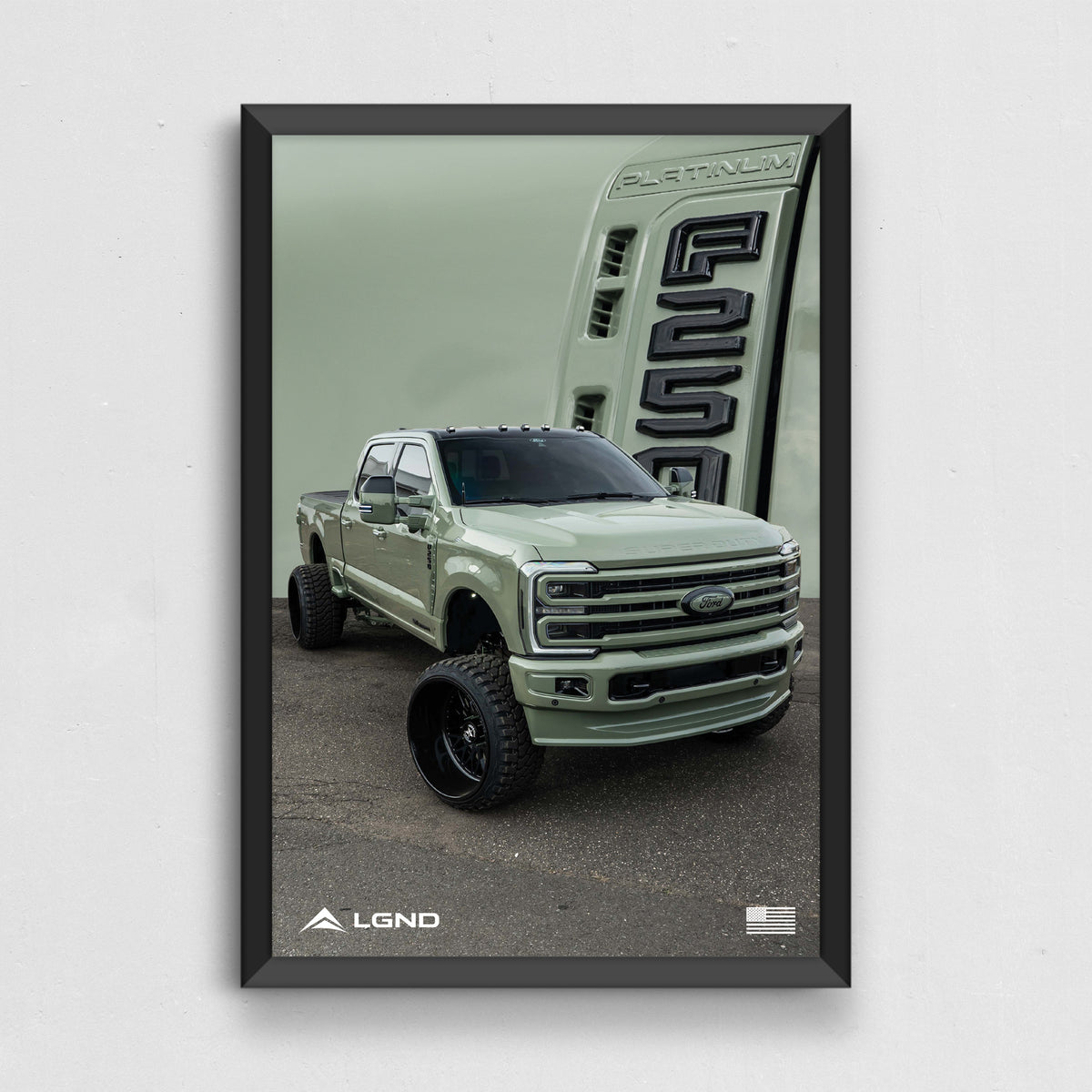 F-250 Khaki Collector's Print in matte black frame