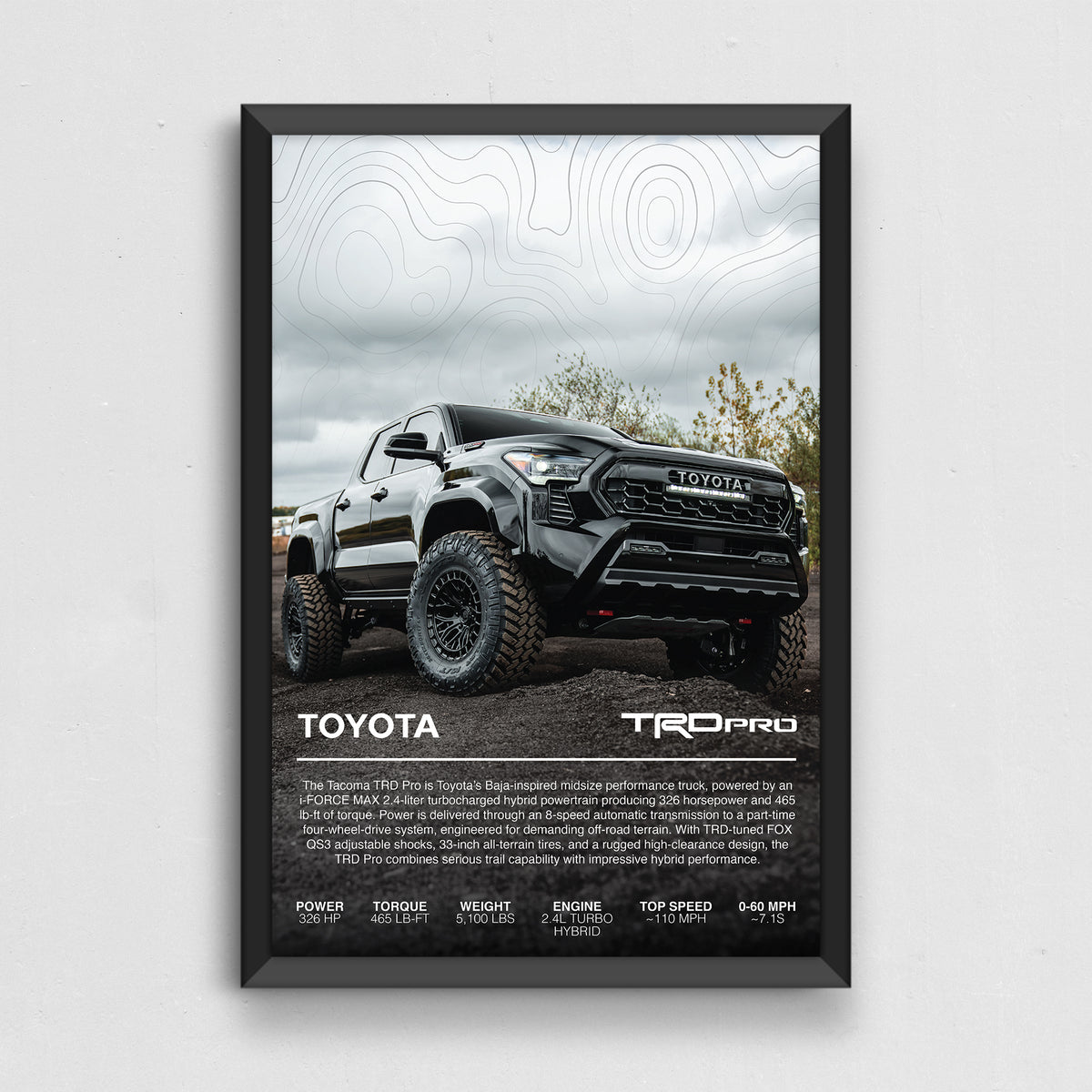 Tacoma Full Spec Collector's Print in matte black frame